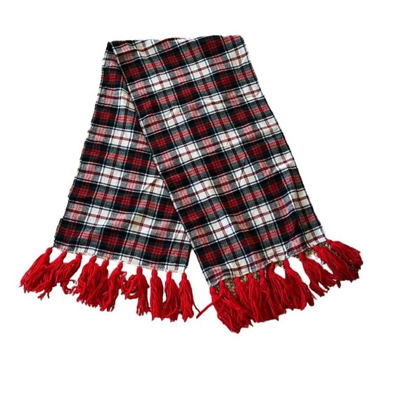 Vintage Ben Goodman 55% Wool Scarf - Plaid with Tassels - Unisex - Picture 1 of 6